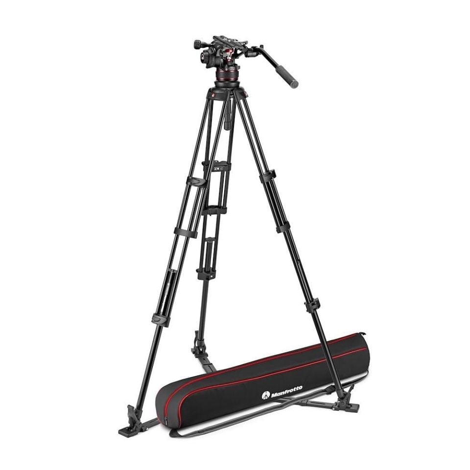 Manfrotto 612 Nitrotech Fluid Video Head and Aluminum Twin Leg Tripod (MVK612TWINGA)
