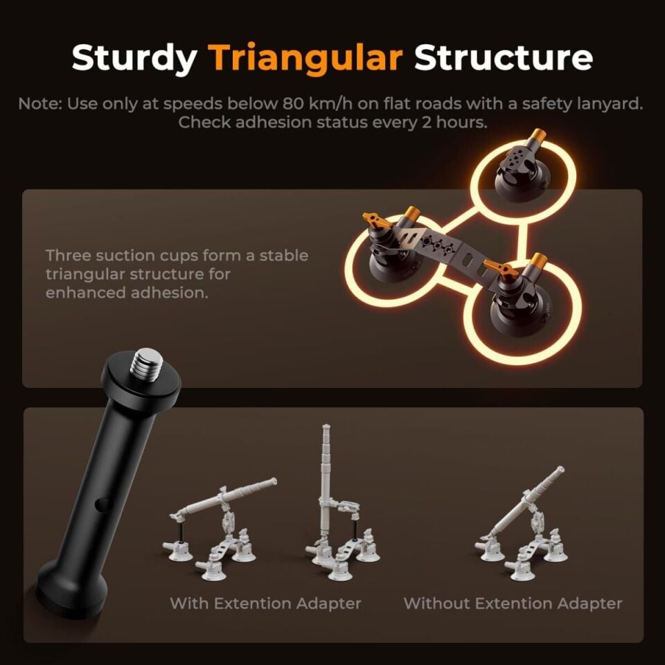 K&F Concept 3 in 1 Suction Cup Mount Kit + Extension Pole