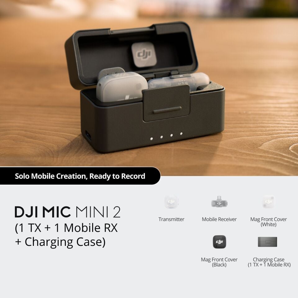 DJI Mic Mini 2 Kablosuz Mikrofon ( 1 TX + 1 Mobil RX + Şarj Kutusu)