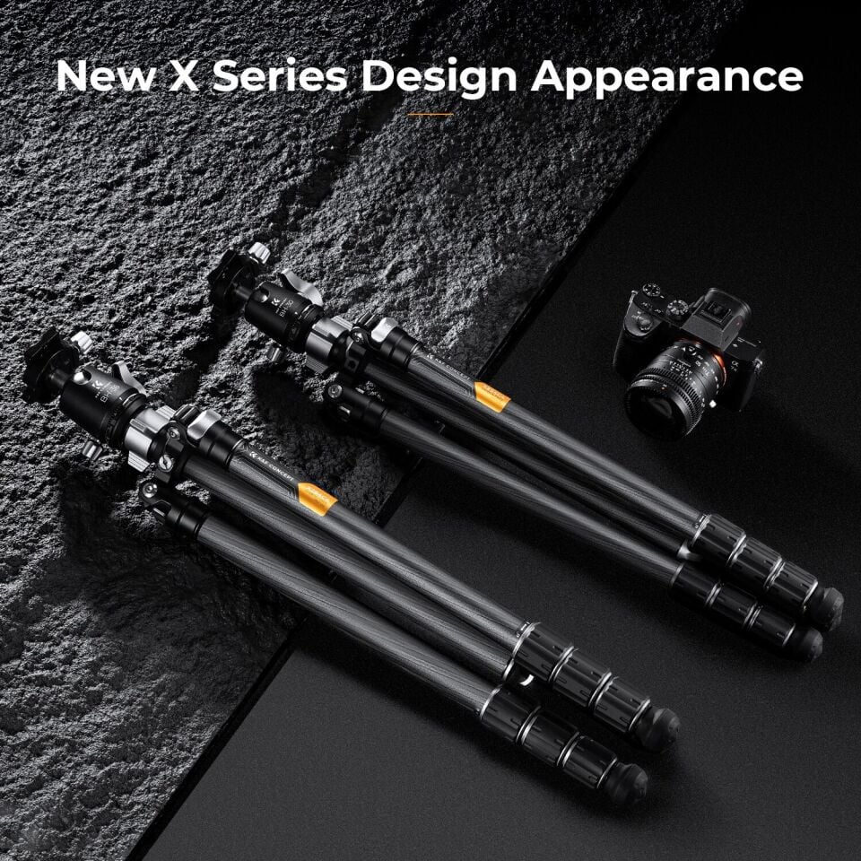 K&F Concept 172cm X Serisi Karbon Fiber Kamera Tripodu (36mm Metal Ball Head, Arca-Swiss, 16kg Taşıma) (X284C4+BH-36)