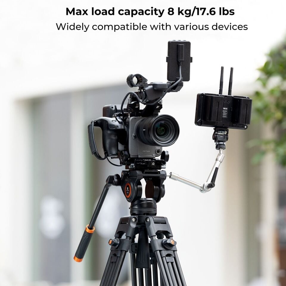 K&F Concept 183cm Profesyonel Ağır Hizmet Video Tripodu, Hidrolik Fluid Kafa (8kg Taşıma) (VA18+VH081)