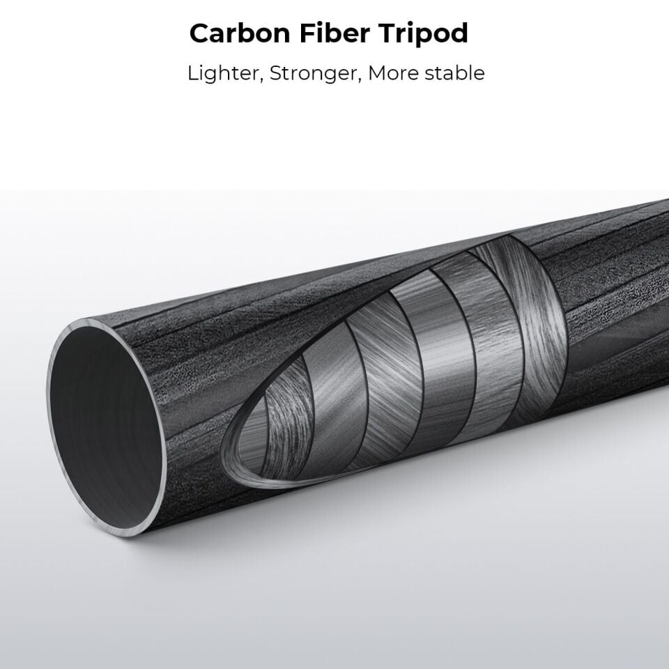 K&F Concept 172cm Karbon Fiber Seyahat Tripodu ve Telefon Tutucu (10kg Taşıma, 360° Ball Head) (D255C4+BH-28L)
