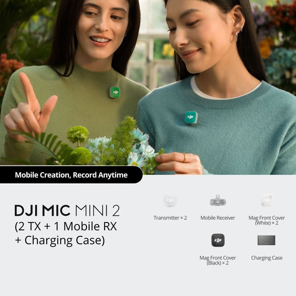 DJI Mic Mini 2 Kablosuz Mikrofon (2 TX + 1 Mobil RX + Şarj Kutusu)