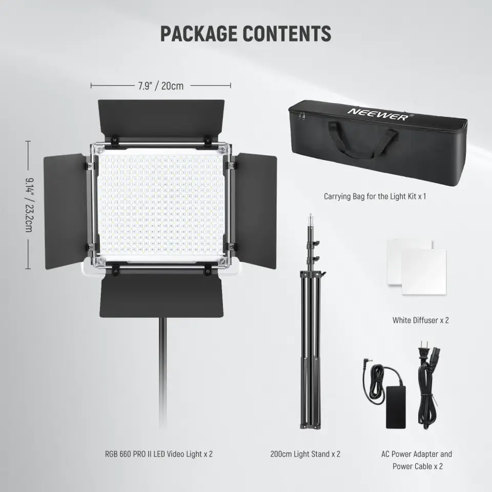 Neewer RGB660 Pro II RGB LED Video Işık Seti (2'li İkili Set)