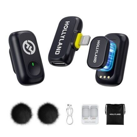 Hollyland LARK A1 Duo Type-C Kablosuz Yaka Mikrofonu Sistemi (Siyah)