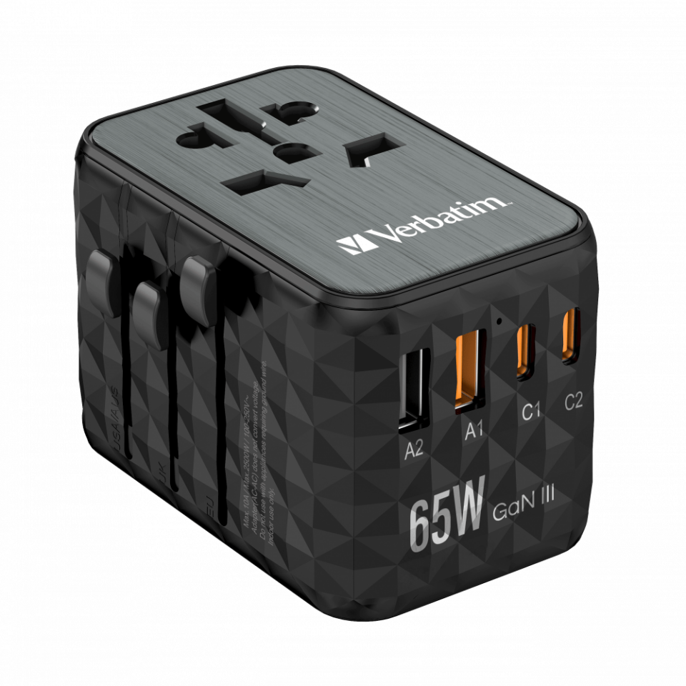 VERBATIM 32120 - V GAN3 UNIVERSAL TRAVEL ADAPTER UTA-06 65W