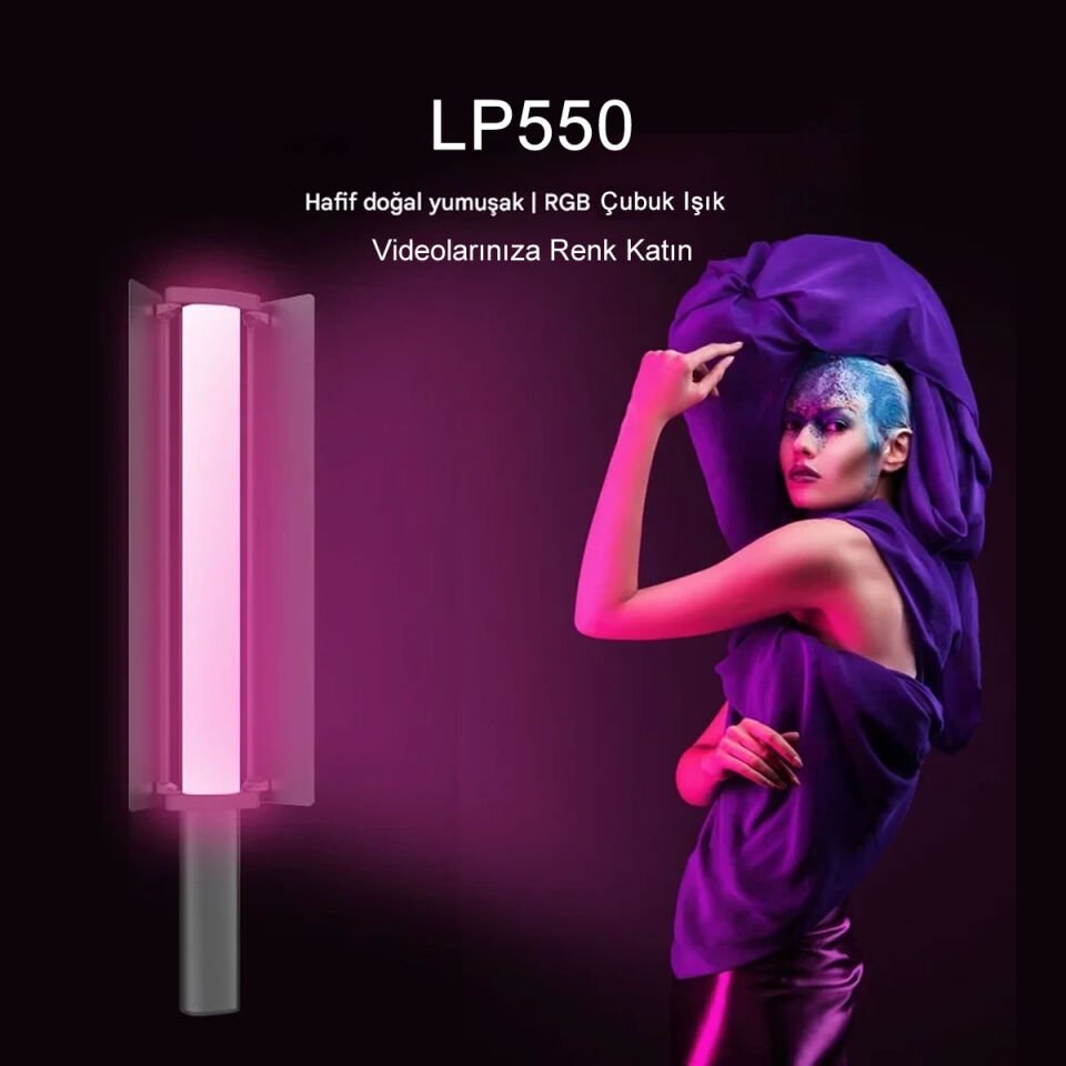 Gdx LP550 RGB Led Şarj Edilebilir Fotoğrafçılık ve Video için Renkli Işık Çubuğu