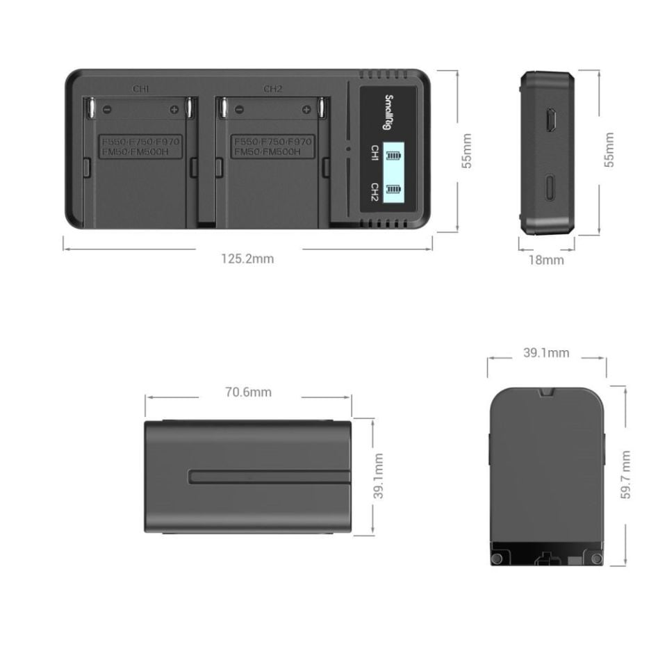 SmallRig 3823 NP-F970 Batarya ve Şarj Cihazı Kiti
