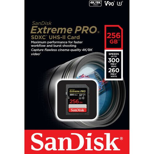 SanDisk 256GB Extreme PRO 300Mb SDXC UHS-II V90 SD Kart