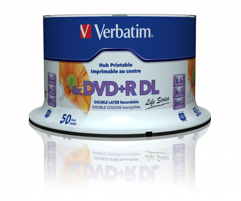 VERBATIM V DVD+R DL 8.5GB 8X PRINTABLE 50PK SPL