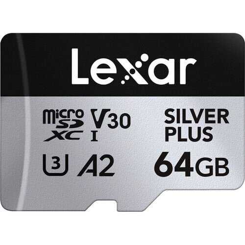 Lexar 64GB 205 MB/s Silver Plus microSD UHS-I V30 Hafıza Kartı