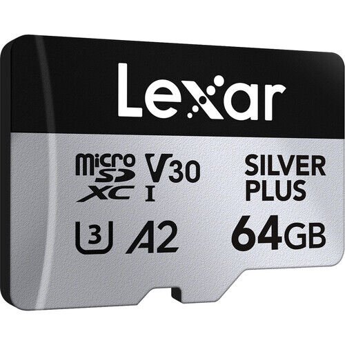 Lexar 64GB 205 MB/s Silver Plus microSD UHS-I V30 Hafıza Kartı