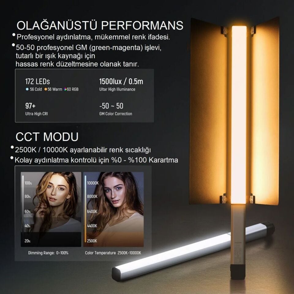 Neewer CL124 RGB El Tipi LED Işık Tüpü