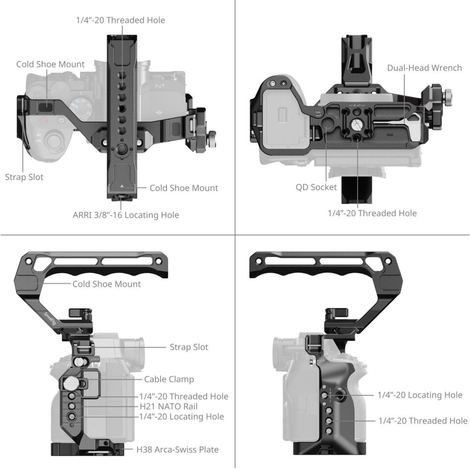 SmallRig 6026 Sony Alpha 7 V/7R V/7 IV için Gelişmiş Kafes Kiti