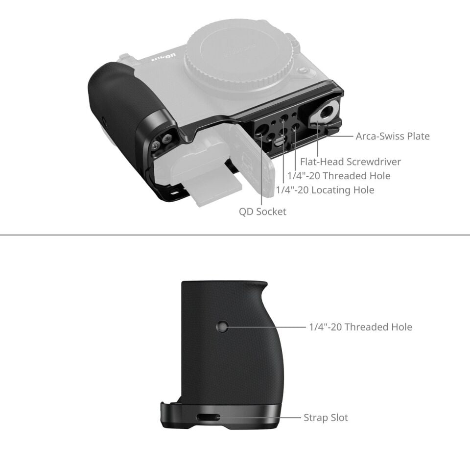 SmallRig 5466 Nikon ZR için Silikon Saplı L Şekilli Montaj Plakası
