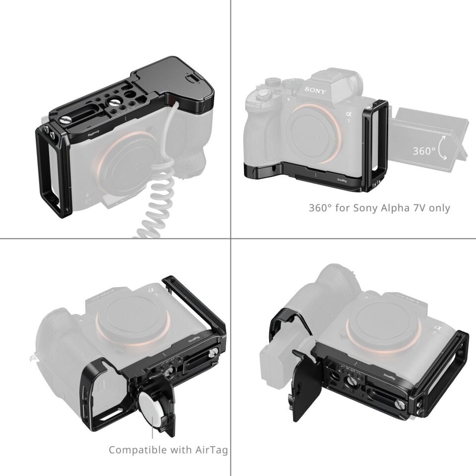 SmallRig 6034 Sony Alpha 7 V/7R V/7 IV için AirTag Yuvalı L Şekilli Montaj Plakası