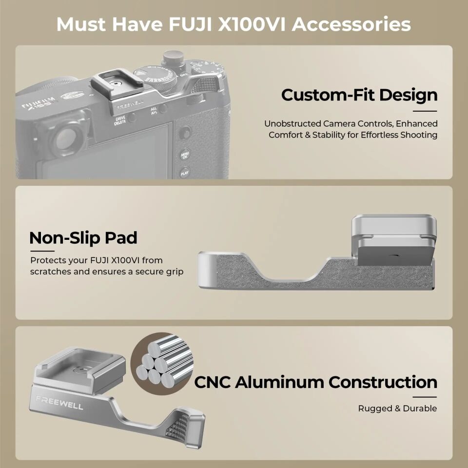 Freewell Fuji X100VI Thumb Grip with Cold Shoe Mount