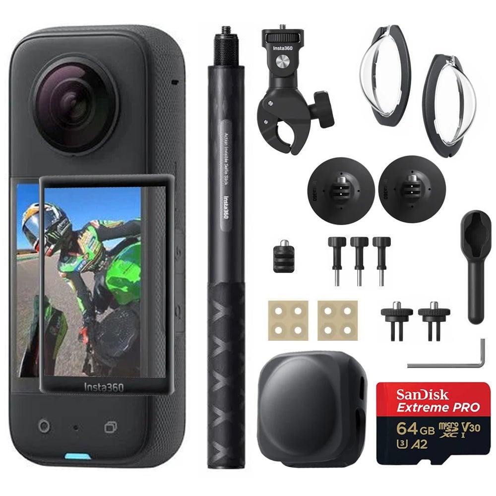 Insta360 X3 360 Derece Kamera Full Motorsiklet Kiti + 64GB Hafıza Kartı