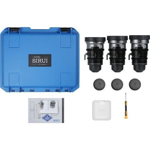 Sirui IronStar Series T1.9 Full-Frame 1.5x Blue Flare Anamorphic 3'lü Arri PL/Canon EF Lens Kit