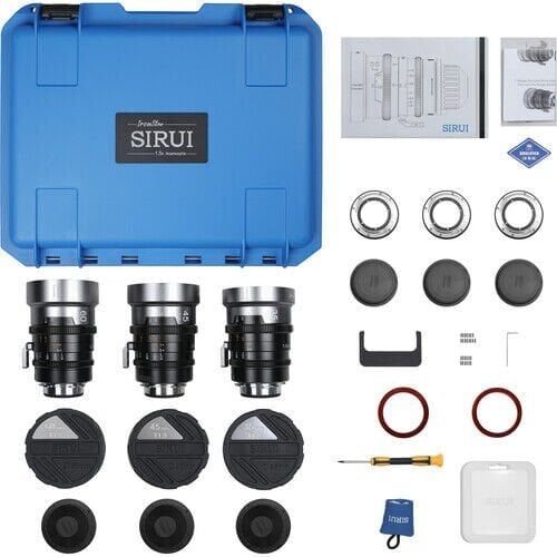 Sirui IronStar Series T1.9 Full-Frame 1.5x Blue Flare Anamorphic 3'lü Arri PL/Canon EF Lens Kit