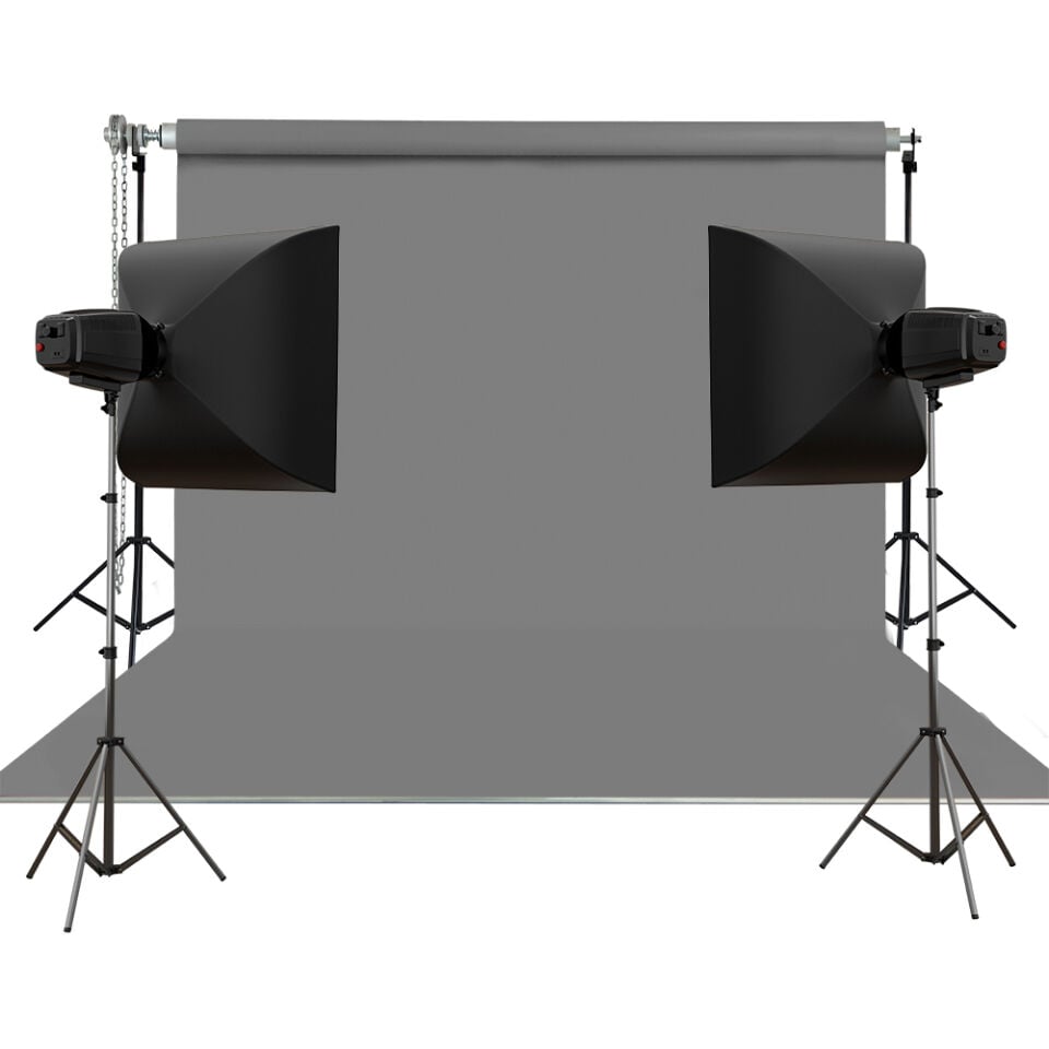 Stüdyo Teknik 270X580Cm Gri Taşınabilir Kumaş Fon Perdesi