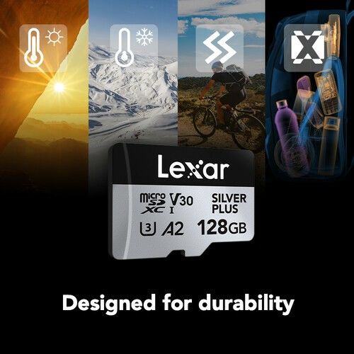 Lexar 128GB 205 MB/s Silver Plus microSD UHS-I V30 Hafıza Kartı