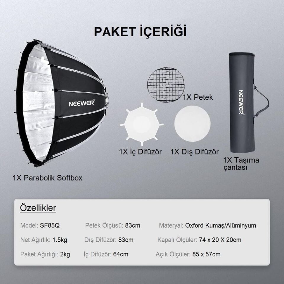 NEEWER 85cm Parabolic Softbox