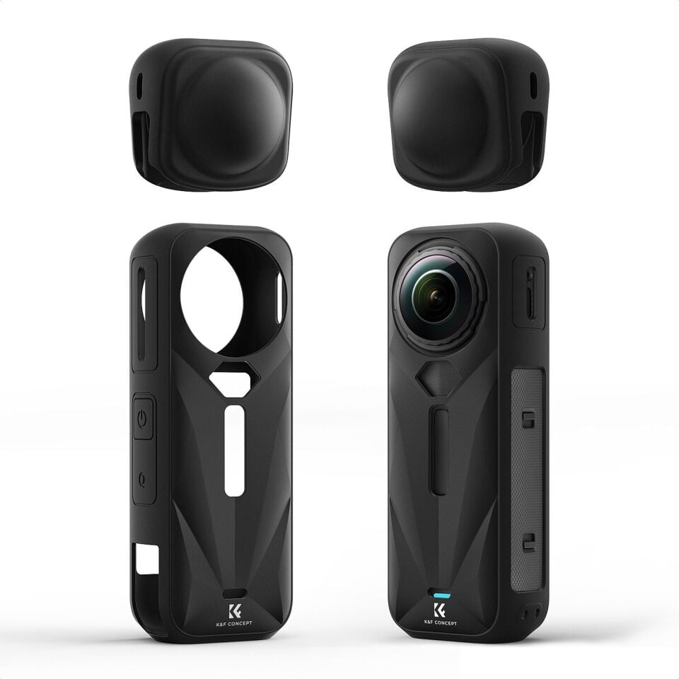 K&F Concept Insta360 X5 Uyumlu Silikon Koruma Kılıfı ve Lens Kapağı (Darbe Emici, Çizilmeye Dayanıklı)