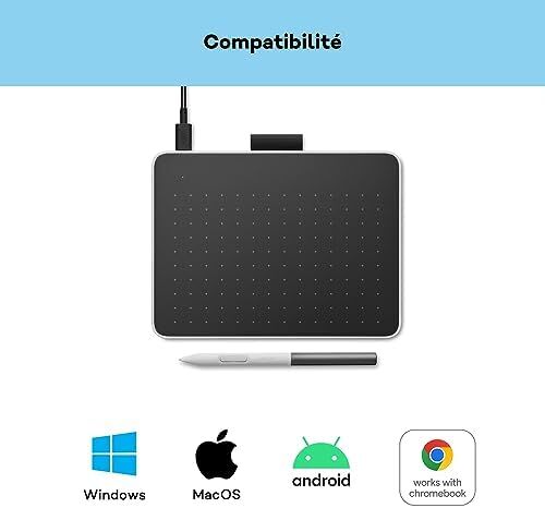 Wacom One S kalem tableti, pilsiz EMR kalemi, Bluetooth bağlantısı, Windows, Mac, Chromebook ve Android için – yaratıcı yeni başlayanlar, dijital çizim ve günlük ofis işleri için ideal.