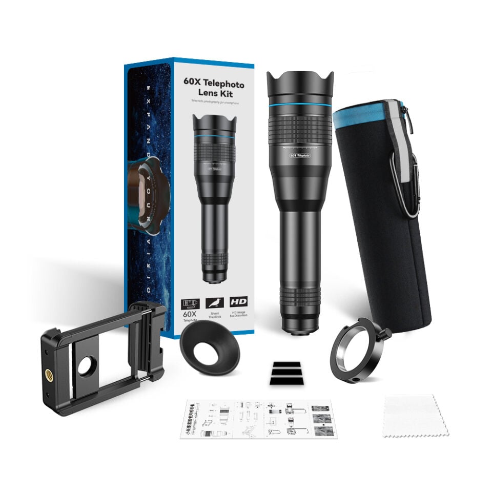 Apexel Klasik Mobil Süper 60X Akıllı Telefon Telefoto Lens Kiti