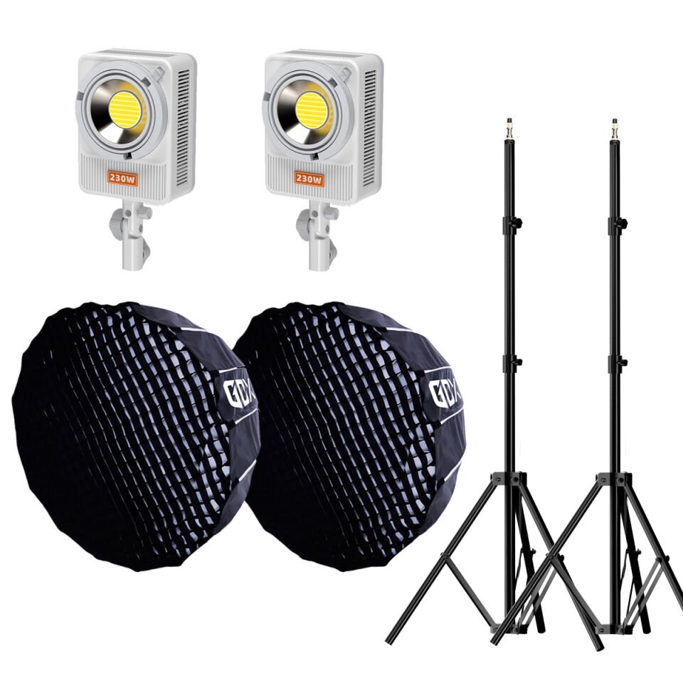 Gdx ML230W Bicolor Video Led 120cm Parabolic Softbox 260cm Işık Ayaklı İkili Sürekli Işık Seti