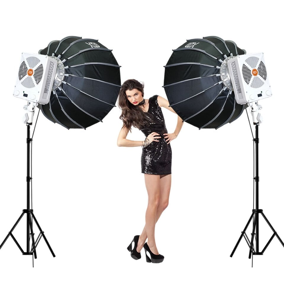 Gdx ML230W Bicolor Video Led 65cm Parabolic Softbox 260cm Işık Ayaklı İkili Sürekli Işık Seti