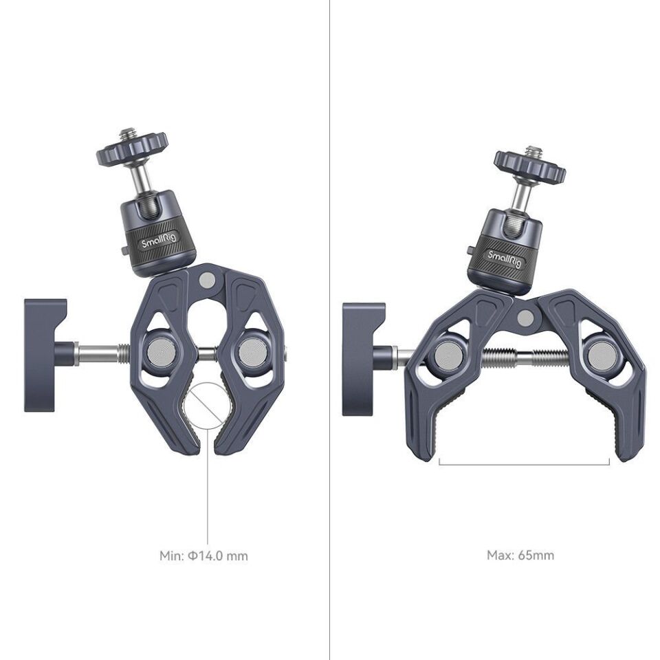SmallRig 4102B Aksiyon Kameraları için 360° Küresel Başlık Montajlı  Süper Kelepçe