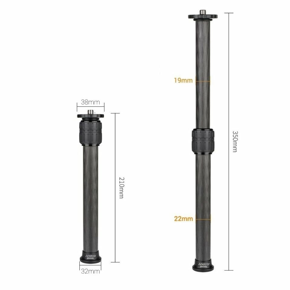 Andoer D7989 22mm  2 Bölmeli Karbon Fiber Uzatma Kolu