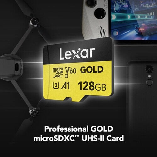 Lexar 128GB 280 MB/s UHS-II V60 microSD Hafız Kartı (Gold Serisi)