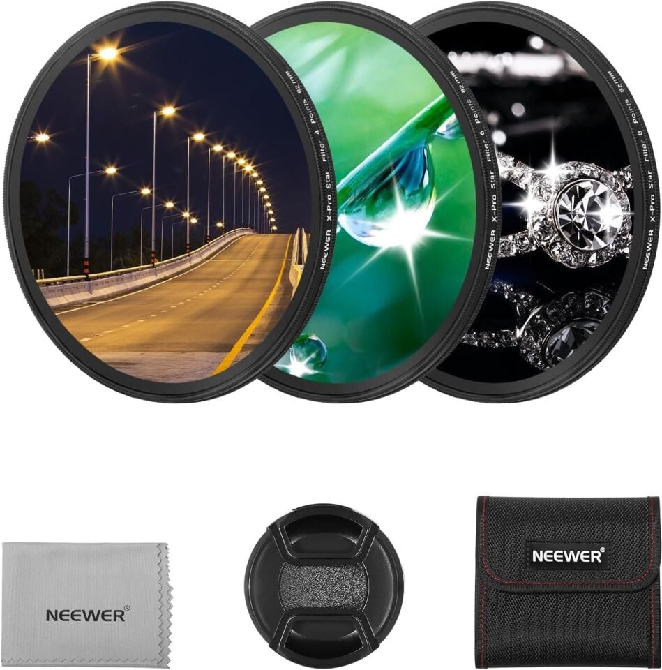 NEEWER 82mm 3'lü Yıldız Filtre Kiti (4, 6, 8 Noktalı)