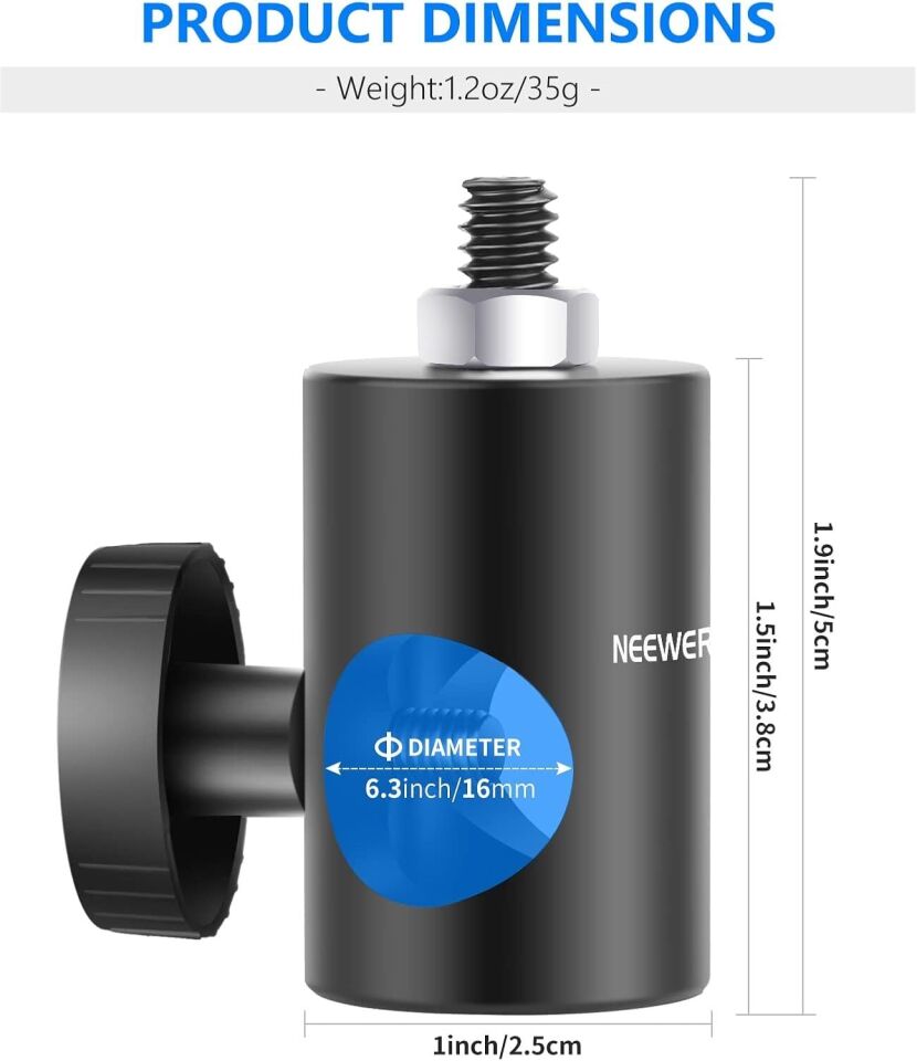 NEEWER ST12 Hızlı Adaptör Dönüştürücü - Işık Standı Uç Adaptörü (2'li Paket)