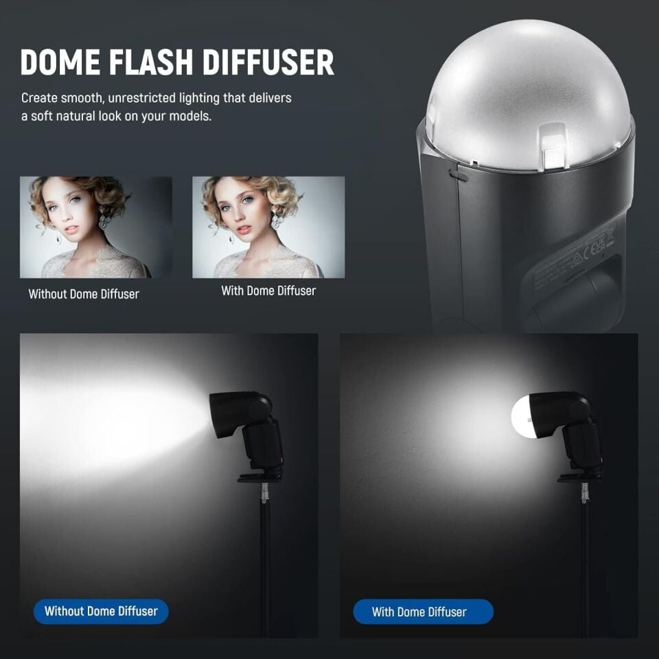 NEEWER M12 Manyetik Dome Difüzör (Z2PRO, Z2 ve Z1 Yuvarlak Kafa Flaşlar için)