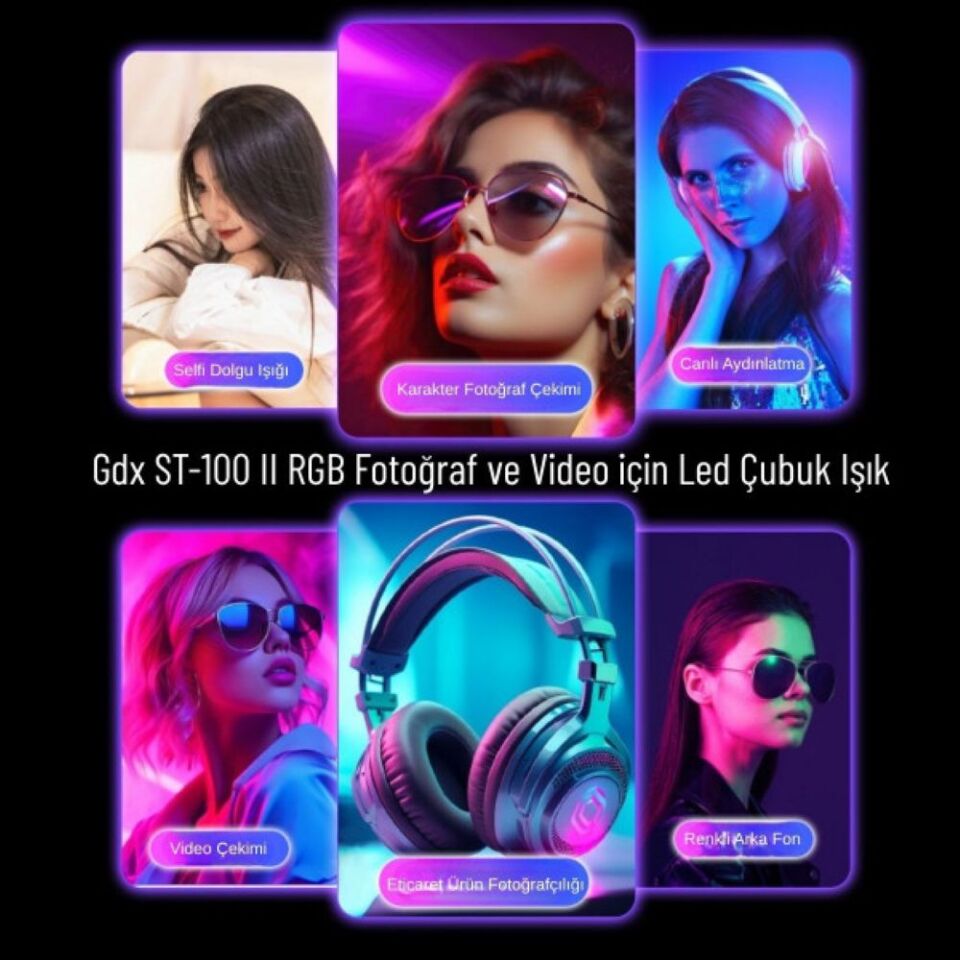 Gdx ST-100 II RGB 120W Fotoğraf ve Video için Led Çubuk Işık