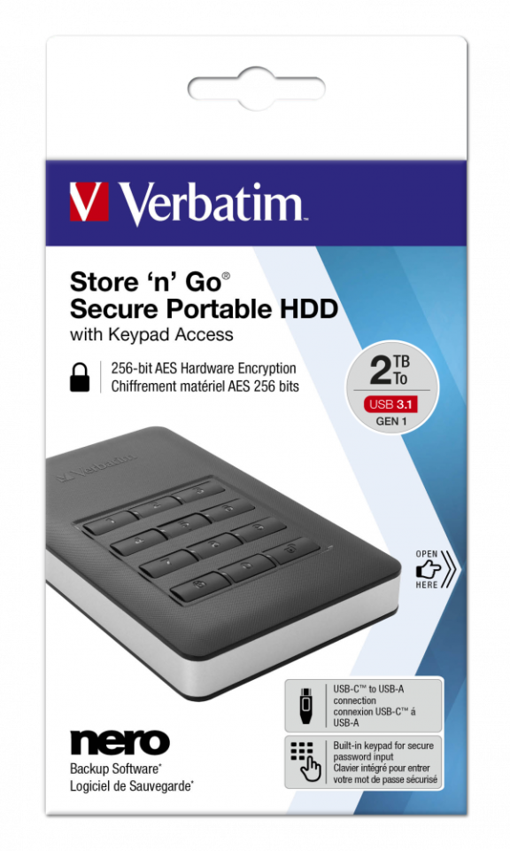 VERBATIM 53403 -2 TB HDD INCL. KEYPAD USB3.1 GEN1