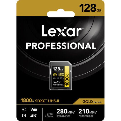 Lexar 128GB Professional 1800x UHS-II SDXC V60 Hafıza Kartı