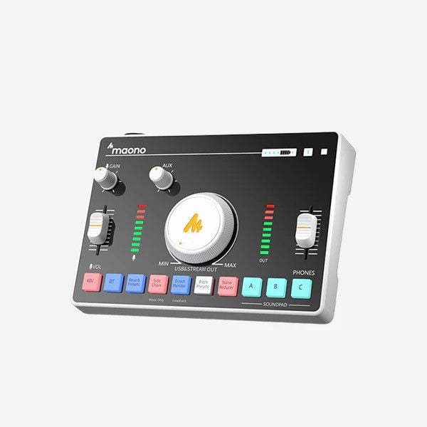 Maono AMC2 NEO One-Stop Podcast Canlı Yayın Ses Mikseri ve Ses Kartı (Beyaz)