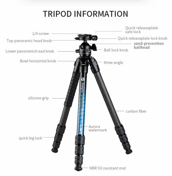 Fotopro P-6 Karbon Fiber Profesyonel Tripod