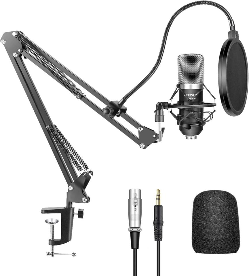 Neewer NW-700 Pro Condenser Microphone and Monitor Headphones 7-in-1 Kit