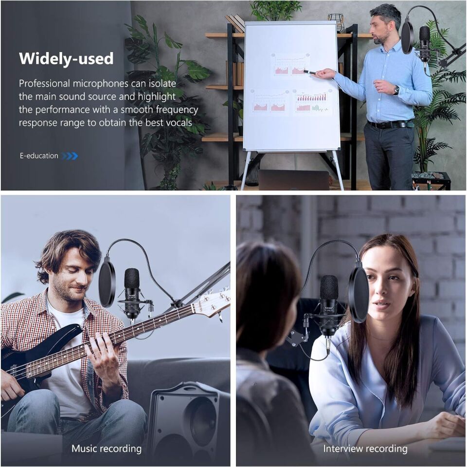 Neewer NW-700 Pro Condenser Microphone and Monitor Headphones 7-in-1 Kit