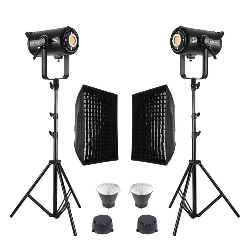 GDX EXC-400C-II 2'li Full Set (Gridli 60x90 Softbox + 260 cm Kalın Işık Ayağı)