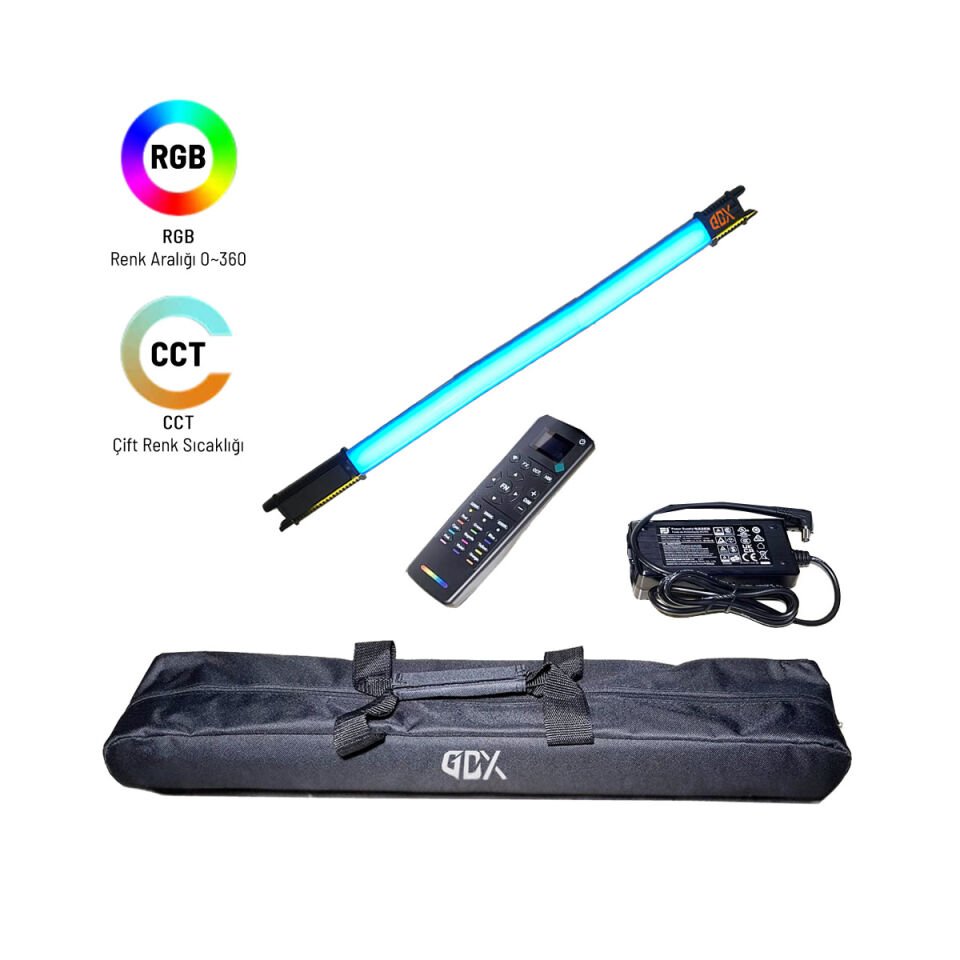 GDX TB-60 RGB İkili Fotoğraf ve Video Tüp Işık Seti