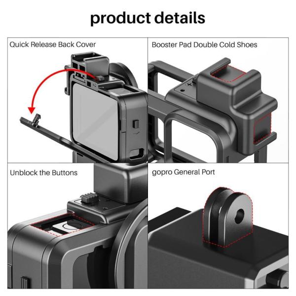 Ulanzi G9-4 Gopro Hero 9 / 10 / 11 /12 Vlog Case Plastik Çerçeve