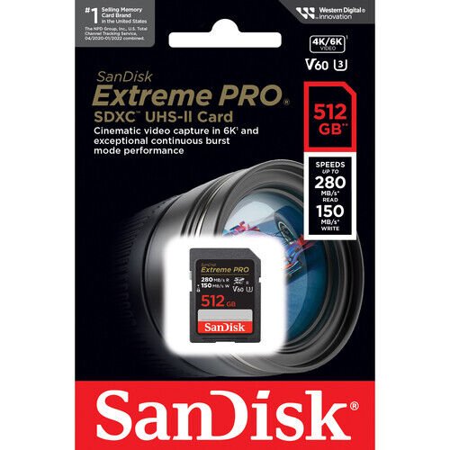 SanDisk 512GB Extreme PRO UHS-II SDXC Hafıza Kartı (280mb)
