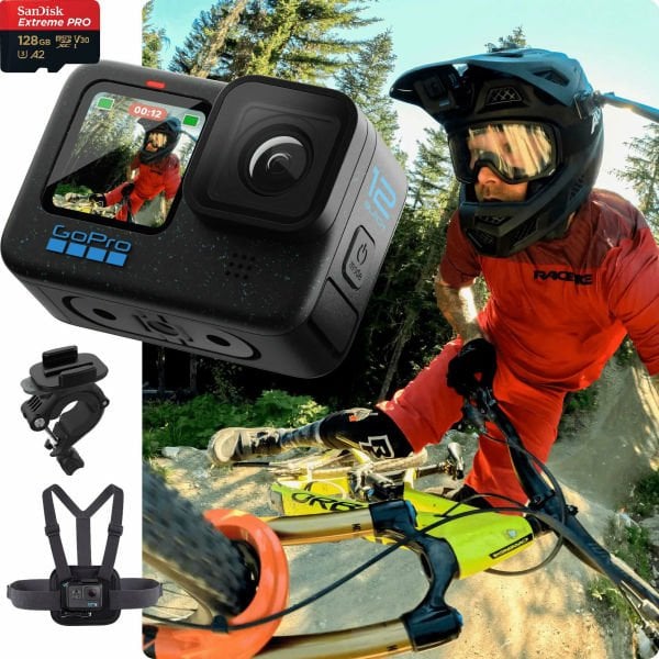 GoPro HERO 12 Aksiyon Kamerası Bisiklet Kiti + 128GB Hafıza Kartı